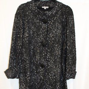 JM Collection Black Sequins Topper Jacket Size 2X